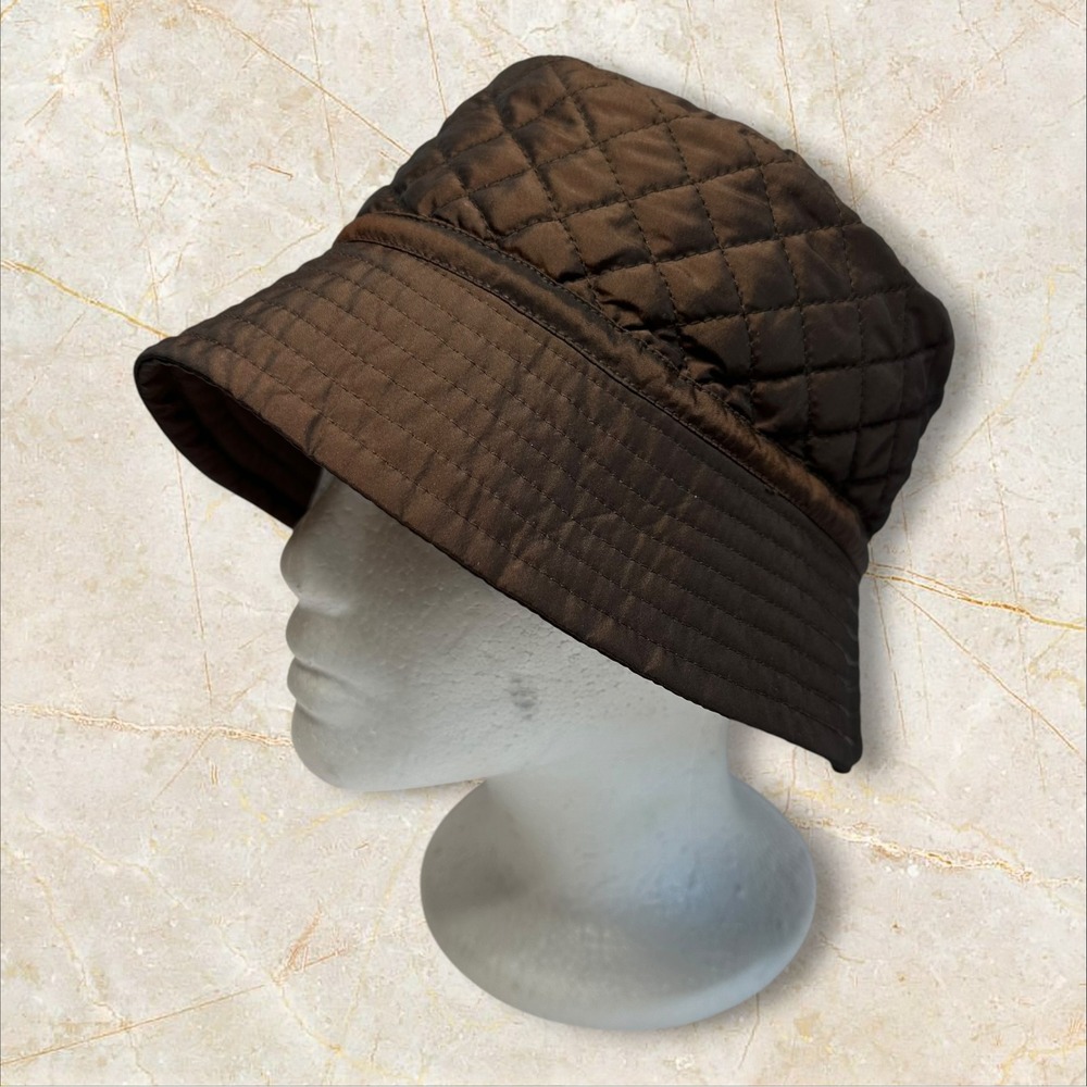 Weatherproof Brown Quilted Bucket Hat L/XL Nylon Blend Rain Hat‎